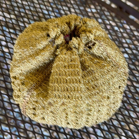 Gold Metallic knit bag unique